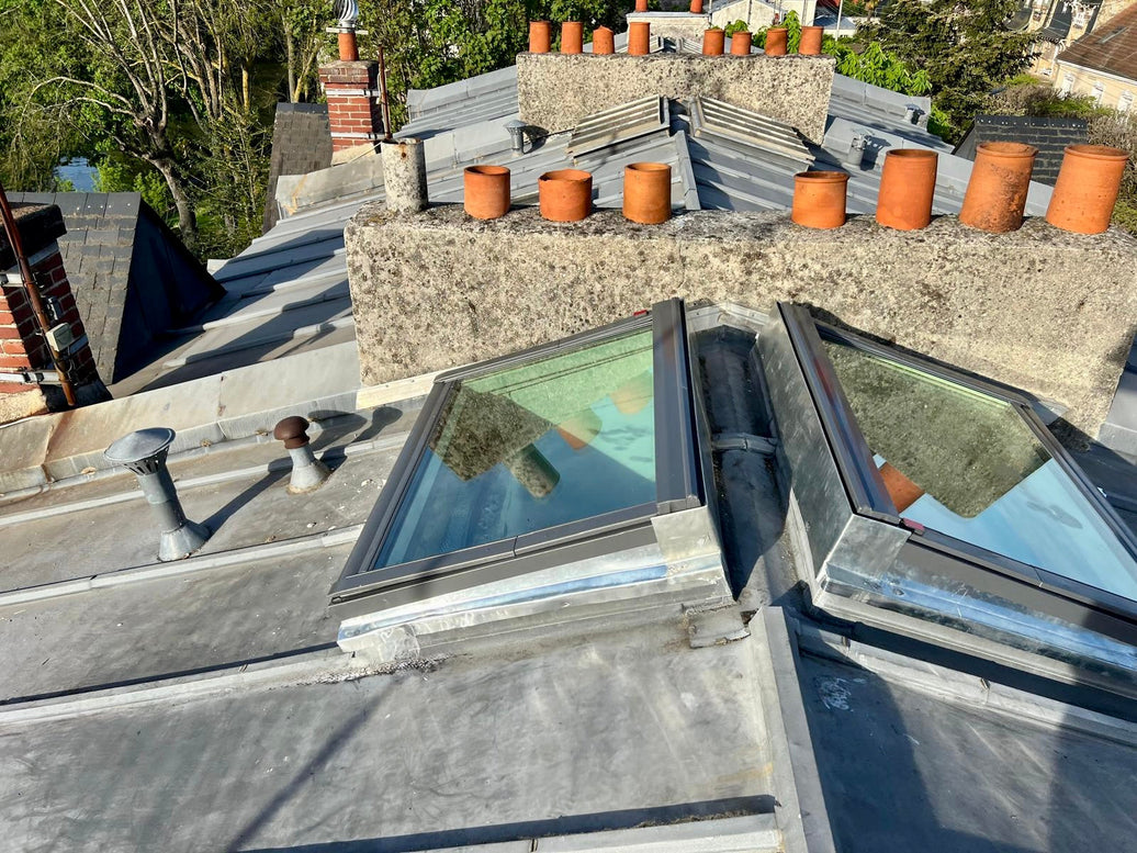 Remplacement d'une verrière par des fenêtres Velux à Paris (75)